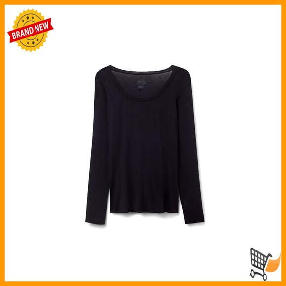 Sheer Long Sleeve Scoop Neck Top Ultralight Modal Cashmere Blend Elegant Minimal